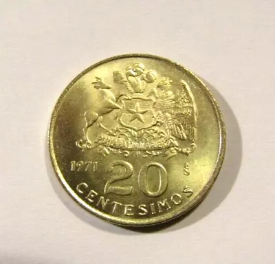 Chile 1971-So 20 Centesimos Unc Coin • $8.99