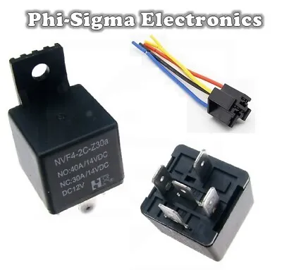 £5.49 • Buy 12V Automotive Relay - 5 Pin - NO/NC Changeover Contacts (SPDT) + Mount + Socket