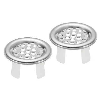 2Pcs Overflow Ring Sink Round Ring Cover Mesh Hole Trim For Bathroom Silver • £3.78