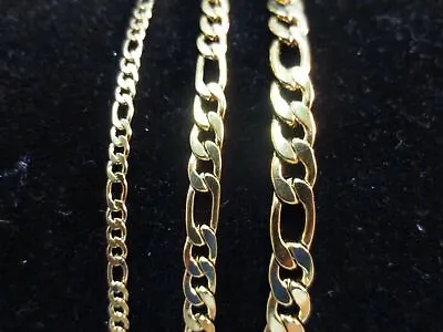 7-42  3/5/7mm  GOLD PLATED STAINLESS STEEL FIGARO ROPE CHAIN NECKLACE GOLD • $6.06