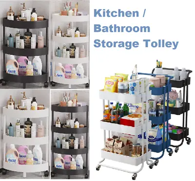 Kitchen / Bathroom Trolley Cart Steel Storage Rack Shelf Organizer Wheels • $29.95