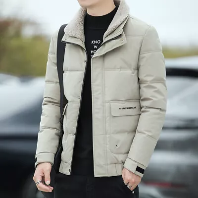 Men's Cotton-padded Short Casual Thickened Cotton-padded Jacket Lapel Fur Collar • $42.50