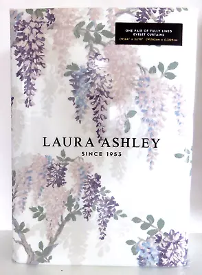 Laura Ashley Wisteria Garden Pair Of Eyelet Curtains 64  Wide X 90  Long - NEW • £79.99