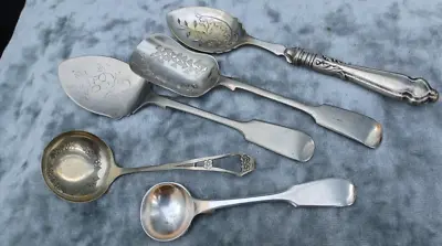 Antique Spoons  Silver Plate Decorated  Floral Stamped Lot Mustard Sugar Sauce • £6.99