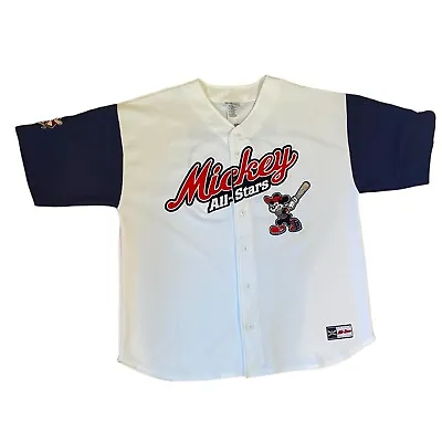 VTG Disney Disneyland Mickey Mouse #28 Short Sleeve Baseball Jersey Size XL • $50.14