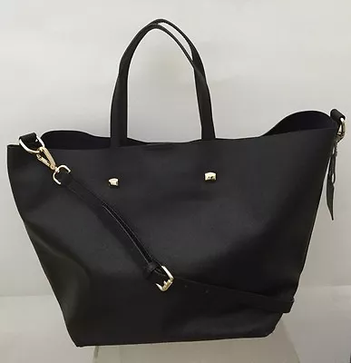 Monserat De Lucca Large Saffiano Docente Black Medium Tote Satchel Bag New • $199.99