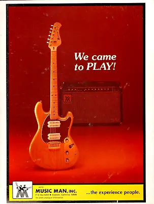Vtg 70s 1976 MUSIC MAN STING RAY I MAGAZINE PRINT AD Electric Guitar Pinup Page • $7.99