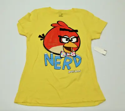 Angry Birds Junior Womens Size Large Yellow Nerd Bird T Shirt New • $10.50