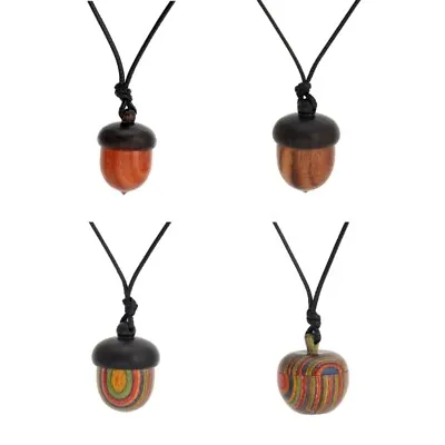 Wooden Screwable Acorn Pendant Necklace Storage Sealed Can Choker Necklaces Gift • £4.68
