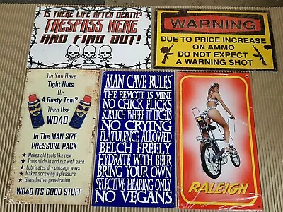 £12.95 • Buy Funny Quotes Metal Signs 8  X 12  Man Cave Rules/Raleigh/ Warning Shots/Trespass