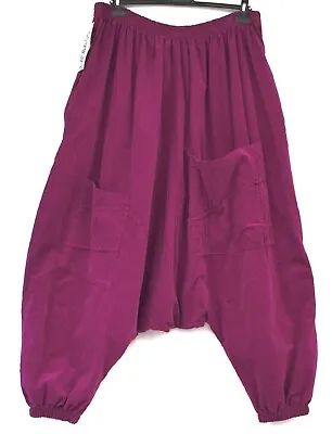 Plus Size La Bass Fuchsia Cotton Cord 2 Pockets Balloon Harem Pants Xxxl • $94.72