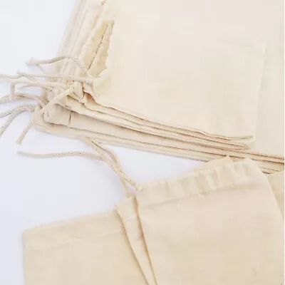 Cotton Single Drawstring Reusable Storage Natural 100% Cotton Muslin Bags • $46.99