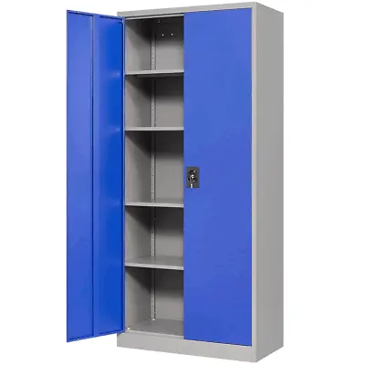 Metal Garage Storage Cabinet Large Tool Cabinet Adjustable Shelves Lockable Door • $159.99