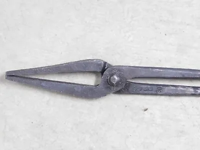 Vintage Blacksmith Foundry Metal Working #29 FLAT JAW GRAB TONGS NEEDLE NOSE SI • $59.99