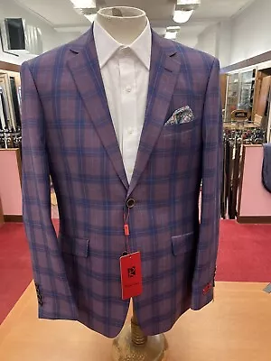 Renoir Men's 2-Button Slim Fit Blazer Purple Plaid Sport Coat • $149.99