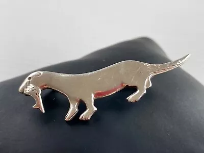 Ola Gorie Brooch Sterling Silver Otter With Fish Vintage 1973 Orkney Good Cond. • £45