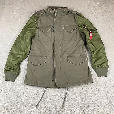 Alpha Industries M-65 Field Jacket Mens Size Medium Green Hooded Military New • $64.99