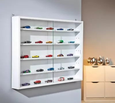 NEW Display Cabinet Modern Storage Shelves Wall Glass Case Box Collectibles Case • £69.99