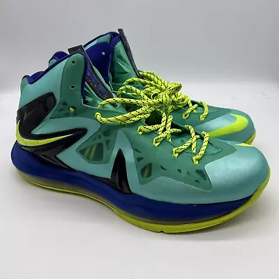 Nike Lebron 10 PS X Elite Turquoise Blue Volt Superero Pack 579827-300 Size 12 • $115