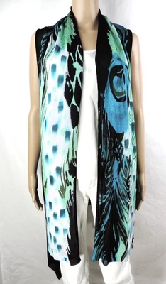 £12.16 • Buy ADORE Artsy Turquoise Blue Waterfall Duster XS Long Vest Sleeveless Open Front