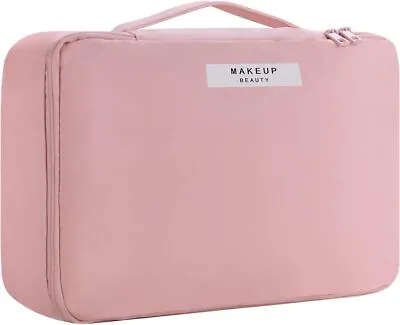 HCFGS Travel Makeup Bag [with Brushes Holder & Detachable Pouch] Cosmetic Bag M • £9.42