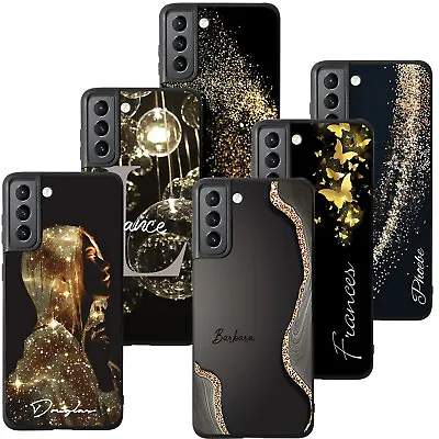Personalised Gold Glitter Phone Case Cover For Samsung Galaxy S23 S22 S24 S21 FE • £5.39