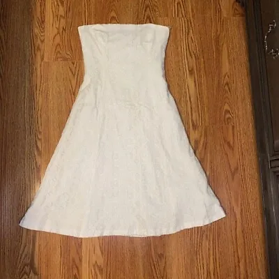 $50 • Buy Shoshanna Ivory Lace Strapless Lined Summer Informal Wedding Dress Sz 8