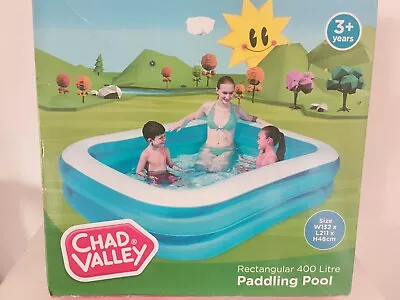 Chad Valley Rectangular 400 Litre Paddling Pool 2.11m X 1.32m X 46cm High New • £18