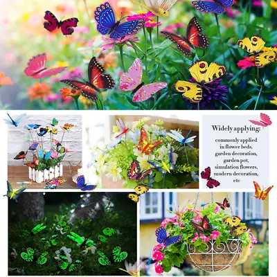 52PCS Luminous Butterfly Stakes Garden Ornaments Yard Patio Plant Pot Decoration • £6.99