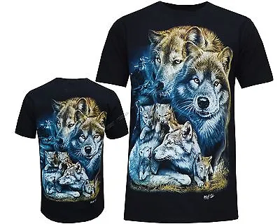 Wolf Pack Biker Native American Indian Animal T Shirt Front & Back Print M-3XL • £11.99