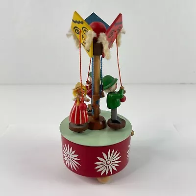 Vintage Steinbach Wooden Rouge Music Box Kite Dancers Spin Carousel German • $115