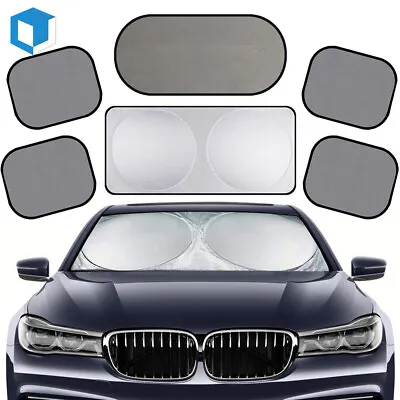 Car Sun Shade Front Rear Windshield Window Visor Foldable UV Cover Protector Set • $8.99