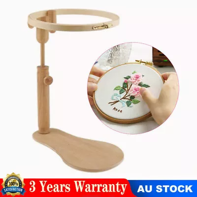 Desktop Cross Stitch Rack Embroidery Lap Stand Wood Holder Frame Hoop Adjustable • $33