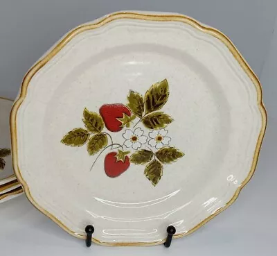 Mikasa Strawberry Festival 8  Salad Bread Dessert Plates 1970s Vntg Lot Set 4 Ln • $29.97