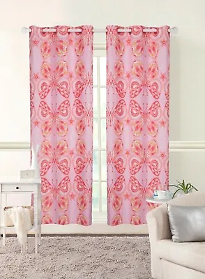 42 X63  Coral Boho Butterfly Curtain Panel. Grommet Foamback Mainstays Kids • $14.99