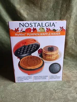 Mini Pumpkin Waffle Maker Nostalgia MyMini Non-stick Easy Wipe Clean Orange New • $8.88