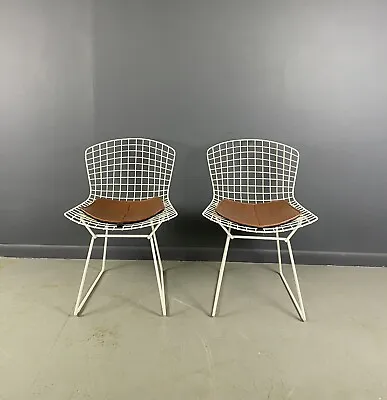 Knoll Pair Bertoia Mid Century Modern Wire Side Chairs • $1500