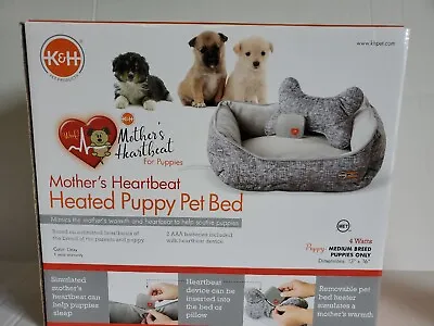 K&H Mother’s Heartbeat Heated Dog Puppy Bed & Bone Pillow Medium 13  × 16  NIB • $34.99