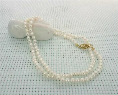 Mini Size 3mm White AAA Akoya Cultured Pearl Necklace 18  14k Gold Clasp • $54.99