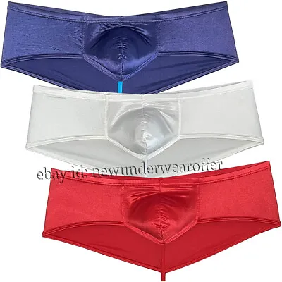 Men Gloss Wet Look Cheeky Briefs Underwear Breathable Contour Pouch Boxer Briefs • $9.32