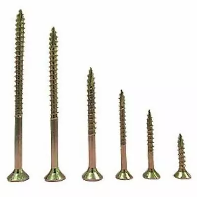 £0.99 • Buy 3.5mm 4mm 5mm 6mm Wood Screws Gold Screw PZ Double Countersunk Chipboard Screws