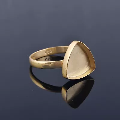 Gold On 925 Sterling Silver Trillion Blank Bezel Cup Stone Setting Ring Supplies • $22