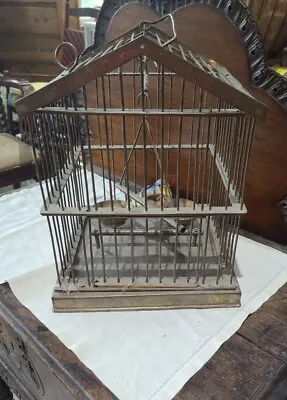 Vintage Solid Brass Squar Birdcage ♡ 13  Tall X 10  X 10  • $67.77