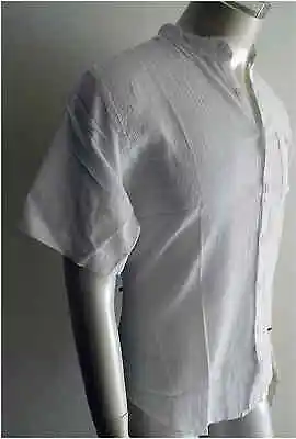 BMWT  Mens S/s White Cheese Cloth Grandpa Shirt Size XXXL • $19.57