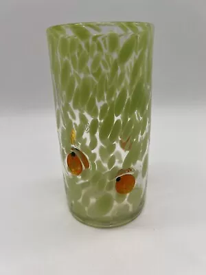 Anthropologie Lacey Green Orange Beaded Pineapple Highball Glass READ • $11.95