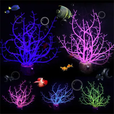$15.49 • Buy Aquarium Silicone Glowing Coral Ornament Artificial Fish Tank Decor Accessories