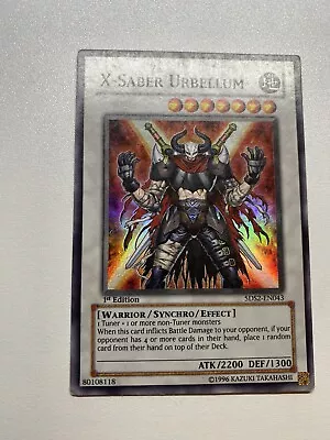 Yu-Gi-Oh! X-Saber Urbellum Super Rare 1st Edition 5DS2-EN043 HP • $1