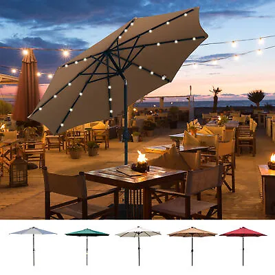 24 LED Parasol Umbrella Solar Powered Chain Light Garden Tilt Crank • £54.99