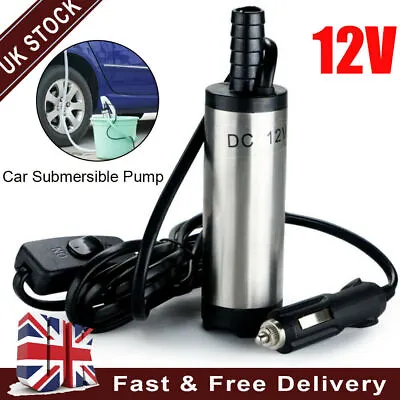 Car DC 12V Submersible Pump Flood 38mm Water Oil Liquid Fuel Transfer Diesel UK • £9.39