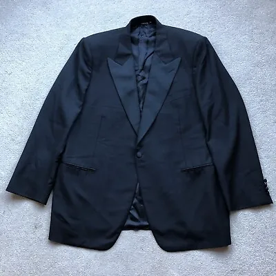 Canali Vintage Men’s Pure Wool Tuxedo Blazer Dinner Jacket Black Size IT 62 R • £100